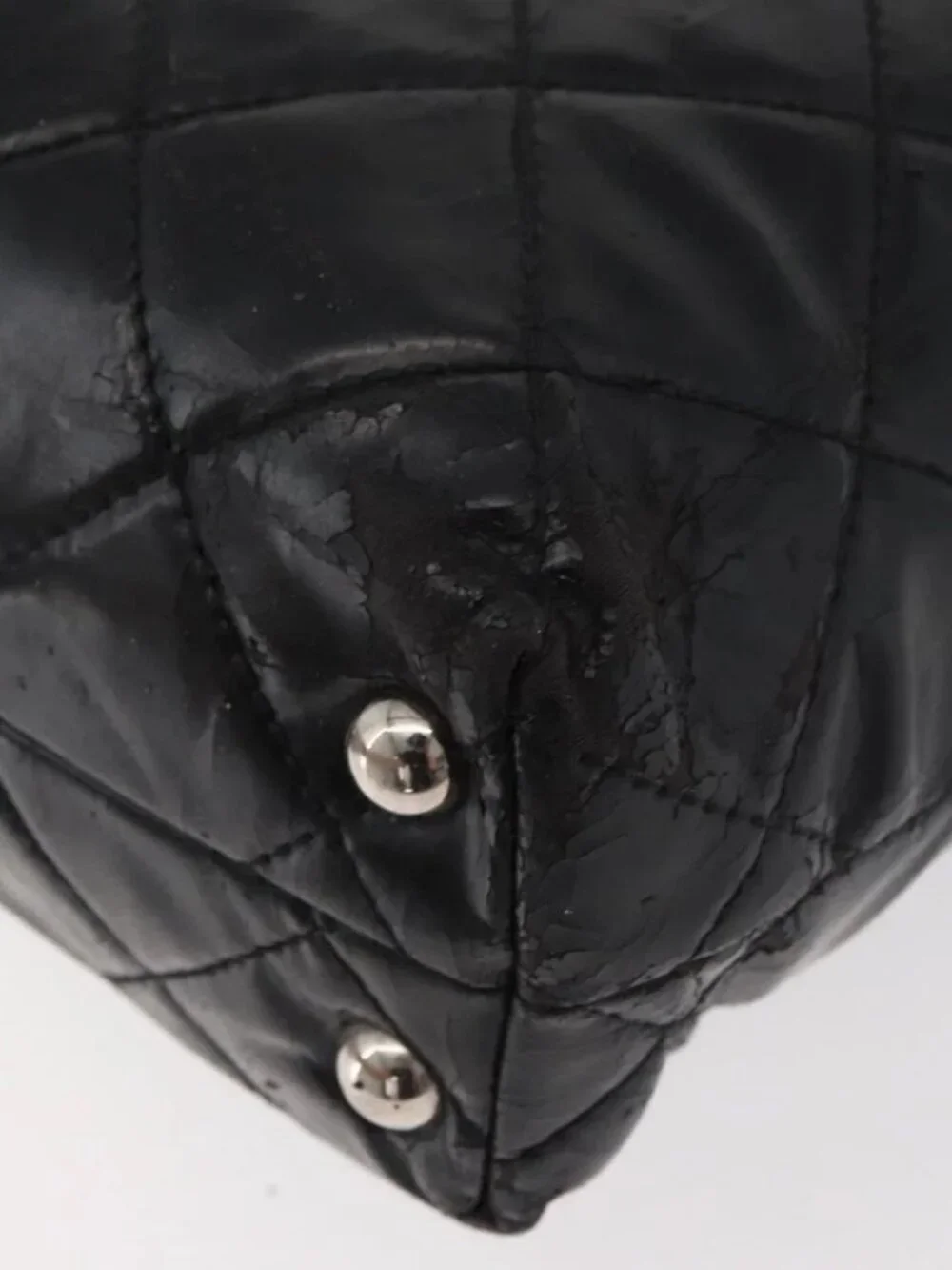 CHANEL Matelasse Chain Tote Bag Leather Black CC Auth bs16447